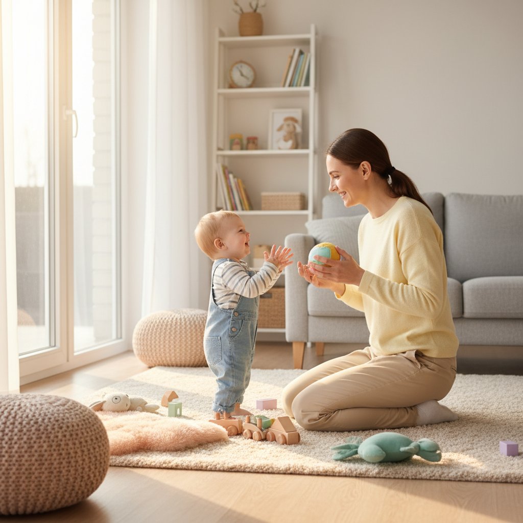Professional nanny caring for children in Sofia home